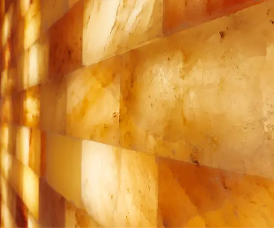 Close up of Himalayan salt wall for injury recovery